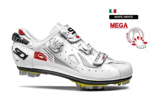 White/White SIDI Dragon 4 Carbon Composit MTB Cycling Shoes 