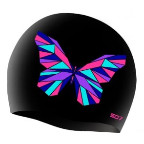 SD Cristal Butterfly Silicon Swimming Cap Black