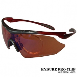 Briko Endure Pro Clip Cycling Goggles Sunglasses GunMetal Red